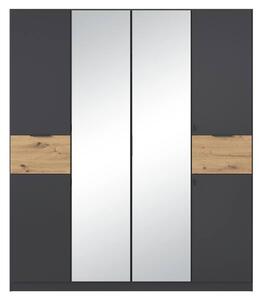 Šatní skříň TICAO II metalická šedá/dub artisan, šířka 181 cm