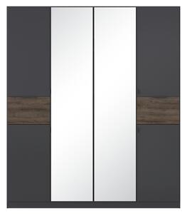 Šatní skříň TICAO II metalická šedá/dub atlantic tmavý, šířka 181 cm