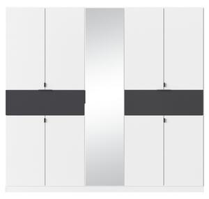Šatní skříň TICAO IV alpská bílá/metalická šedá, šířka 226 cm