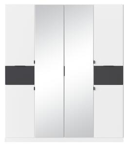 Šatní skříň TICAO II alpská bílá/metalická šedá, šířka 181 cm