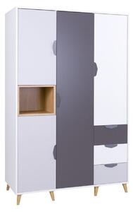 Šatní skříň Ziturko ZT01, Barva: bílá / grafit / šedá / dub Lefkas 5903211133145