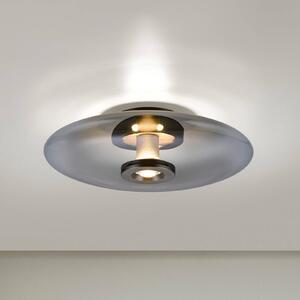 PURE Stropní svítidlo Vitrum LED, šedé, sklo/hliník, Ø 45 cm, stmívatelný, Hliník / šedá / zinek, Obývací pokoj / jídelna, Sklo, Moderní