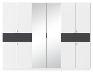 Šatní skříň TICAO VI alpská bílá/metalická šedá, šířka 271 cm