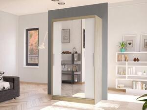 Šatní skříň se zrcadlem Kamabi II, Barva: sonoma / bílá 5903211127410