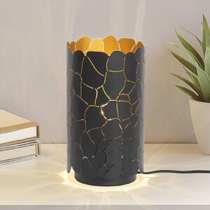 Stolní lampa Lindby Aralena, černá/zlatá, výška 26,5 cm