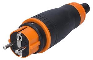 SOLIGHT Zástrčka do vlhka, přímá, IP44, černá-oranžová