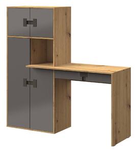 Psací stůl s regálem Tikrote TE11, Barva: dub artisan / šedý lesk 5903211173783