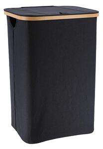 Kesper Koš na prádlo, černý s bambusovým rámem 41x33x51