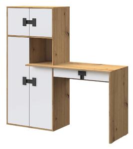 Psací stůl s regálem Tikrote TE11, Barva: dub artisan / bílý 5903211149177