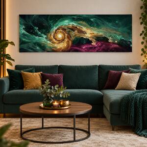 Obraz na plátně - Galaxie Cosmeo FeelHappy.cz Rozměr obrazu (Šířka x Výška): 150 x 50 cm