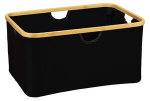 Kesper Úložný box - košík, textilní černý s bambusovým rámem XXL 57 x 37 x 26 cm