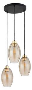 LED Lustr na lanku SEBO 3xE27/15W/230V černá/kouřová béžová