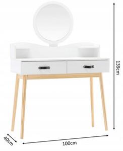 Bílý skandinávský toaletní stolek se zrcadlem