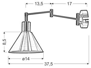 Candellux 21-41210 Copenhagen - Nástěnná mosazná lampa, otočná, 1 x E14 (Mosazná lampa na zeď s natáčecím ramenem)