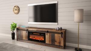 TV skříňka Sarinero s krbem, Barva: old wood, Krb: černý 5903211164972