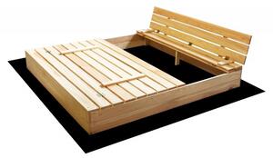 Dětské dřevěné pískoviště s lavicemi 160 x 160 cm - uzavíratelné
