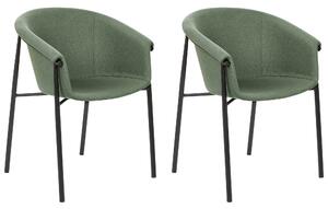 Jídelní židle Sada 2 ks Tkanina Tmavě zelená AMES
