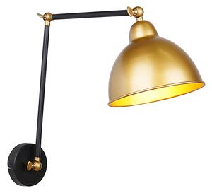 Candellux 21-05915 TRUCK - Nástěnná černo zlatá lampa, náklopná, 1 x E27 (Černo zlatá lampa na zeď s naklápěcím ramenem)