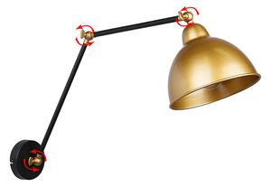 Candellux 21-05915 TRUCK - Nástěnná černo zlatá lampa, náklopná, 1 x E27 (Černo zlatá lampa na zeď s naklápěcím ramenem)