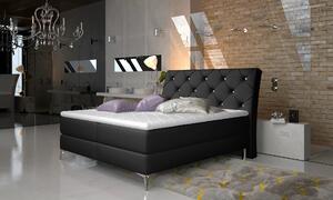 Kontinentální postel s úložným prostorem 160x200 LIGNORA - černá eko kůže