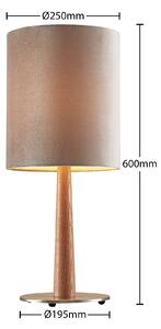 Lucande Heily stolní lampa, válec, 30 cm, šedá