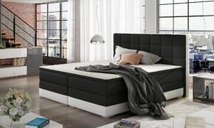 Boxspringová postel 140x200 NORELLO - černá / bílá eko kůže