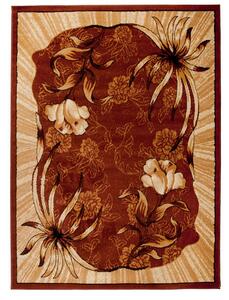 Makro Abra Kusový koberec ATLAS 4491A Květy hnědý Rozměr: 70x130 cm
