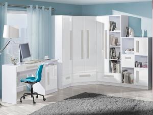 Nábytek Raliv III, Barva: bílá + bílý lesk + šedá 5902928241280