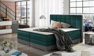 Boxspringová postel 140x200 NORELLO - zelená eko kůže / šedá eko kůže