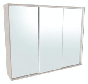 Šatní skříň FLEXI 3 se 3 zrcadly Jasan šedý, Šířka: 280 cm, Výška: 220 cm