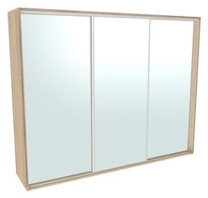 Šatní skříň FLEXI 3 se 3 zrcadly Varianta barvy: Dub natur (dub sonoma), Šířka: 300 cm, Výška: 220 cm