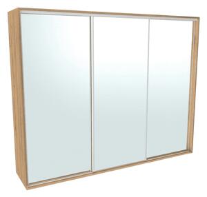Šatní skříň FLEXI 3 se 3 zrcadly Dub harmony, Šířka: 280 cm, Výška: 220 cm
