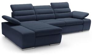 Rohová sedací souprava KORFU | 194x282 cm | rozkládací s úložným prostorem | FUNKČNÍ LÁTKA | tmavě modrá 79 | AKCE