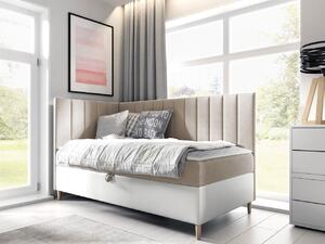 Kontinentální postel Junior Kamire 3, Strana: levá, Rozměr postele: 80x200, Barva:: ekokůže Soft 017 (bílá) + Fresh 01 5903211192333
