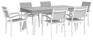 Zahradní sada šedý hliníkový stůl a šest židlí PERETA