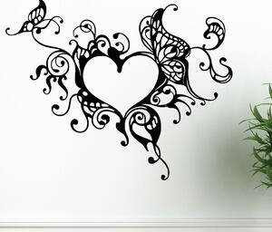 Živá Zeď Samolepka Romantické srdce Barva: černá