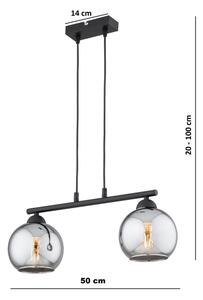 Brilagi - Lustr na lanku DIOR 2xE27/60W/230V černá/kouřová šedá