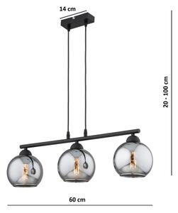 Brilagi - Lustr na lanku DIOR 3xE27/60W/230V černá/kouřová šedá