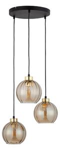 LED Lustr na lanku DEVI 3xE27/15W/230V černá/kouřová béžová