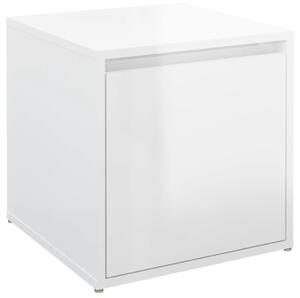 Úložný box se zásuvkou lesklý bílý 40,5 x 40 x 40 cm kompozit