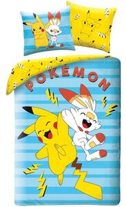 Oboustranné ložní povlečení Pokémoni Pikachu a Scorbunny - 100% bavlna - 70 x 90 cm + 140 x 200 cm