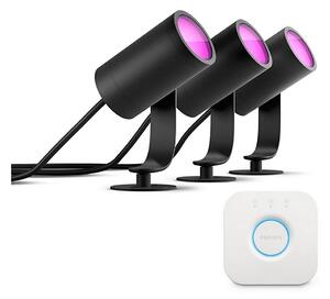 Philips - SADA 3x LED Bodové svítidlo Hue LILY LED/8W/230V IP65 + Hue bridge