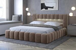Manželská čalouněná postel 160x200 VEMIO 2 - světle hnědá