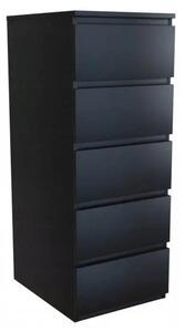 Topeshop W5 CZERŃ, Černá, 5 zásuvka/zásuvek, Dřevotřískové desky, Jednobarevný, Moderní, Dřevotřískové desky