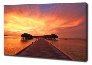 Foto obraz na plátně Maledivy bungalovy oc-80965646