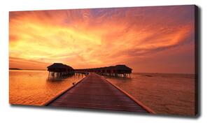 Foto obraz na plátně Maledivy bungalovy oc-80965646