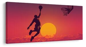 Obraz basketbalista v západu slunce