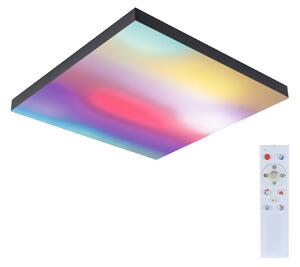 Paulmann 79908 Velora, černý subtilní stropní LED panel Rainbow dynamic RGBW, 19W LED 3000-6500K, 45x45cm, dálkové ovládání