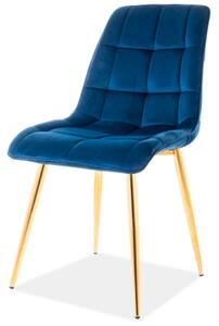 Židle Chic Velvet tmavě modrá Bluvel 86, zlatý kov