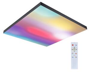 Paulmann 79909 Velora, černý subtilní stropní LED panel Rainbow dynamic RGBW, 31W LED 3000-6500K, 59x59cm, dálkové ovládání